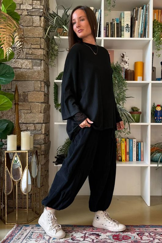 Sander Pull Tie Fine Knit Black